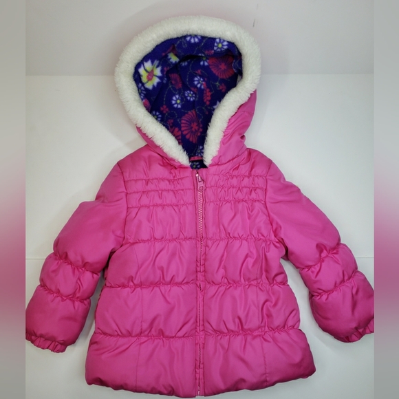 London Fog Pink Hooded Puffer Coat 24mos - Picture 1 of 7